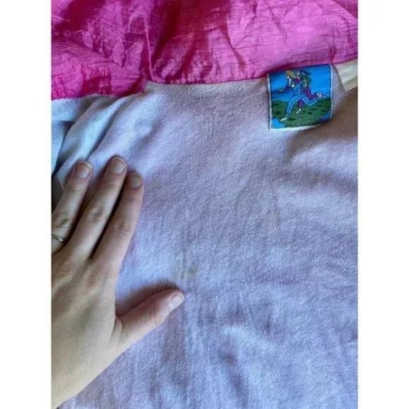 Vintage 90s Pink Streetwear Abstract Graphic Windbreaker Puffer Jacket S - Picture 9 of 10